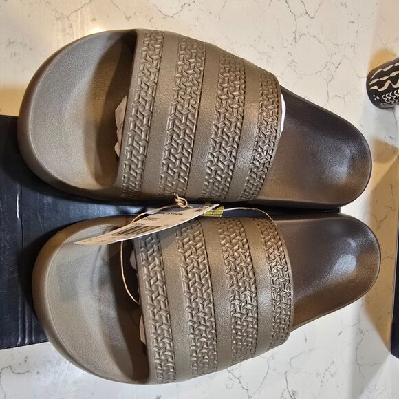 New Mens ADIDAS ADILETTE AYOON X DIME SLIDE IG2043 BROWN GOLD SIZE 10 NEW W 11 - Picture 4 of 14
